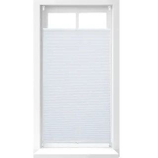 Relaxdays Plissee Rollo ohne Bohren, Klemmfix zum Kleben, Faltrollo lichtdurchlässig, Faltstore weiß, B x H: 60 x 130 cm - Weiß