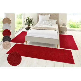 HANSE Home Bettumrandung »Pure 100« Höhe 13 mm 3 Stk. tlg. Kurzflor, Unifarben, Teppich, Bettläufer, Bettvorleger, Teppichläufer, rot