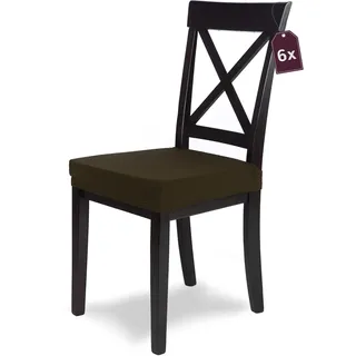 SCHEFFLER-Home Stuhlbezug Mia Braun/Stuhlüberzug 6er Set Chair Cover als Stuhlschoner/Stuhlhussen Braun als Sitzbezug Stuhl/Stuhlüberzug 6er Set Elegante Sitzbezüge