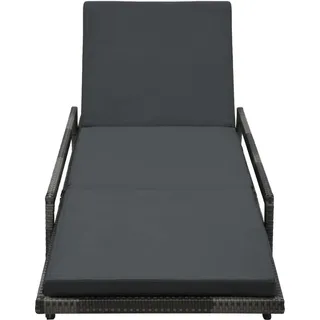 vidaXL Sonnenliege mit Auflage Poly Rattan Grau - Grau