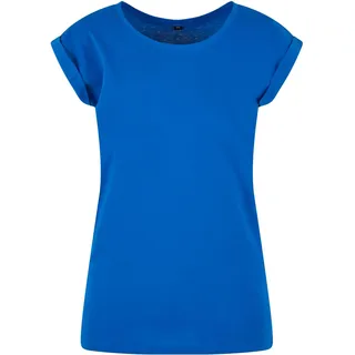 Build Your Brand Damen T-Shirt Ladies Extended Shoulder Tee, lang geschnittenes T-Shirt für Frauen, Baumwolle, Bright Blue, S