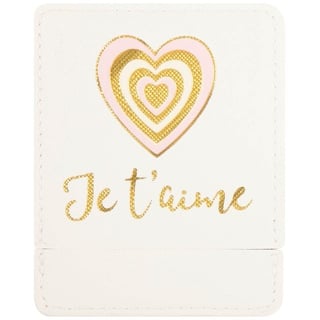 Drager Paris Taschenspiegel, Aufschrift Je T'Aime T'Aime, mit weißem Etui, quadratisch, Make-up-Spiegel zum Mitnehmen, ideal für Zuhause, Reisen, 9 x 7 cm, Geschenk für Liebhaber, Freundschaft,