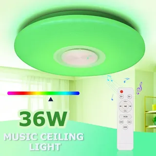 Fiqops 36W LED Deckenleuchte Deckenlampe Bluetooth Musik Wohnzimmerlampe Lautsprecher - Weiß