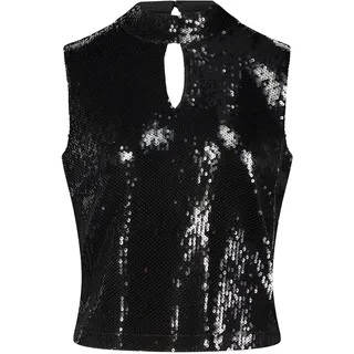 Tanktop VERA MONT "Pailletten-Top mit Stehkragen", Damen, Gr. 38, schwarz, Obermaterial: 95% Polyester PES. 5% Elasthan EL., Tops Tanktop