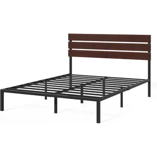 Zinus Figari Bett 140x200 cm - Höhe 31cm mit Stauraum unter dem Bett - Nachhaltiger Bambus- und Metall-Plattformbettrahmen mit Lattenkopfteil - Braun und Schwarz