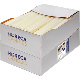 Horeca Candles - Spitzkerzen – Elfenbein Ø 2,3 x 25 cm -100er Set Leuchterkerzen für Kerzenhalter - 7,5 Stunden Brenndauer - Tropffrei, Rauchfrei, Duftfrei