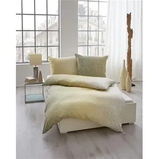 Kaeppel Mako Satin Bettwäsche Streifen Lind Nougat Tonight 155x220 cm Lind - Grün