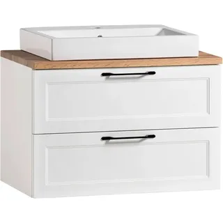 Held Möbel Waschtisch Padua 80 cm matt Weiß-Weiß - Aufsatzbecken