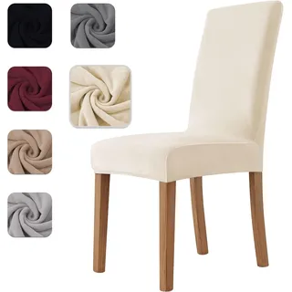 Homebliss Stuhlhussen 6er Set Stretch,Stuhlhussen Schwingstühle Elastisch für Esszimmer- und Küchenstühle, Stuhlbezug Sehr Weich Bequem Kratzfest Beige