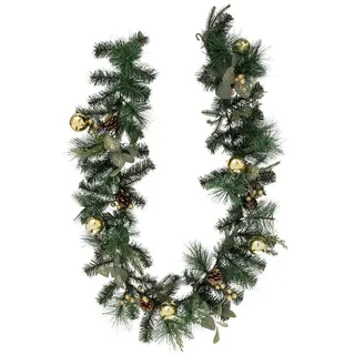 Atmosphera Createur d ́interieur Weihnachtsgirlande mit Weihnachtskugeln 200 cm , Grün , Kunststoff , 200 cm , Dekoration, Weihnachtsdekoration, Dekoblumen