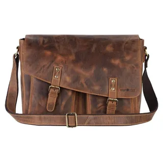 GREENBURRY Umhängetasche mit Laptopfach Vintage Crossbody Bag Brown braun - Braun