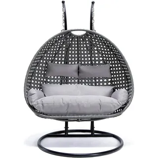 HOME DELUXE - Polyrattan Hängesessel TWIN Grau - 145x74x126 cm - inkl. Kissen - Grau