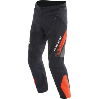 Dainese - Drake 2 Air Absoluteshell Pants, Wasserdichte Motorradhose, belüftet, mit abnehmbaren Knieschonern, Mann, Schwarz/Rot-Fluo, 48