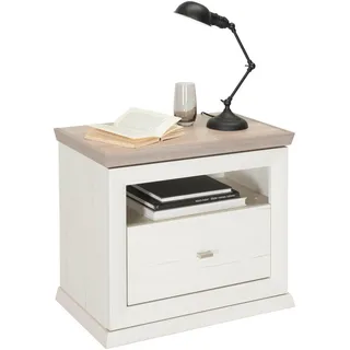 Hom`in Nachtkästchen , Grau, Weiß , Metall , 1 Schublade(n) Schubladen , 63x55x38 cm , Schlafzimmer, Nachtkästchen