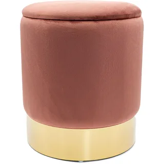 Samthocker Deko Hocker Samt Pouf Dekopouf Velour mit Stauraum rose - Rosa