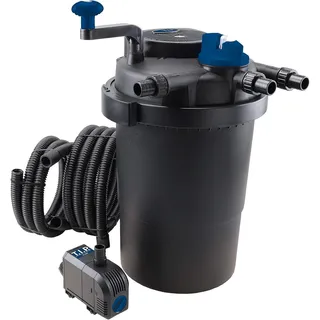 T.I.P. Teichdruckfilter-Set 10000 l - Inkl. Pumpe, UV-C Strahler 11W, Rückspülfunktion - 2000 l/h Filterkapazität mit Schläuchen, TFP 10000 UV 11, 30298