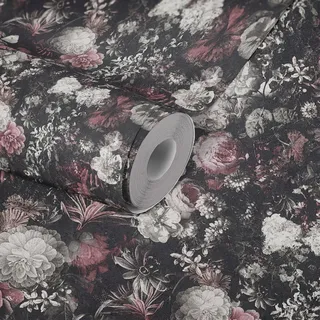 A.S. Création Livingwalls Blumentapete Mata Hari Tapete floral Vliestapete rot schwarz weiß matt fein strukturiert 380952