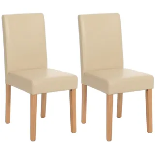 Mendler 2er-Set Esszimmerstuhl Stuhl Küchenstuhl Littau ~ Kunstleder, creme, helle Beine