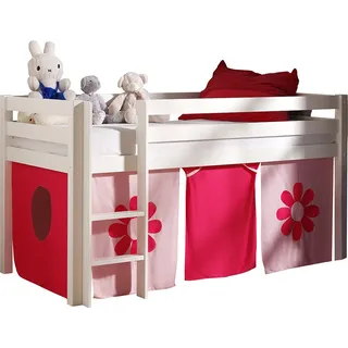 Dream Tree Halbhochbett 90x200 cm Zita Weiß - Rosa Blume - Weiß