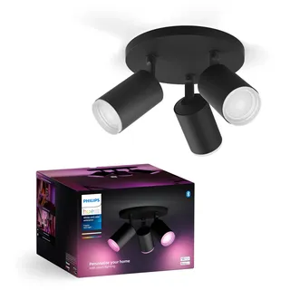Philips Hue White & Color Ambiance Fugato 3er Spot, schwarz 3x350lm, dimmbar, 16 Mio. Farben, steuerbar via App, kompatibel mit Amazon Alexa (Echo, Echo Dot), neue Geration