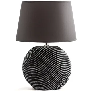 BRUBAKER Tischlampe Nachttischlampe Anthrazit Grau, Keramikfuß in zweifarbigem, matten Finish - 38 cm Höhe - Grau