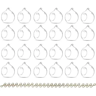 Sziqiqi Glaskugeln zum Aufhängen Teelichthalter Kerzenhalter: 8cm Hängende Teelichthalter Glas 24er Set mit Löchern für Teelichter - Windlicht Glas Vielseitig für Outdoor Hochzeit Party Weihnachten