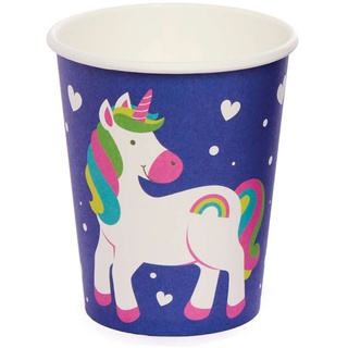 Baker Ross FC973 Regenbogen Einhorn Partybecher - 10 Stück, Trinkbecher aus Papier für den Kindergeburtstag, Papierbecher