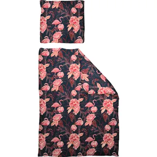 Adam Bettwäsche "Eden" 2 Stk. aus 100 % Bio-Baumwolle, 2 teilig - Bettwäsche Set, dunkelblau, pink