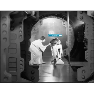 Komar Bild »Star Wars Classic Leia R2D2 Upload« Star Wars 1 Stk. tlg. Wandbild zur Dekoration im Kinderzimmer - ohne Rahmen, schwarz-weiß