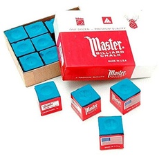 Master Billardkreide, Original, USA, 12 Stück in einem Karton (blau/grün/rot/grau) – Grau