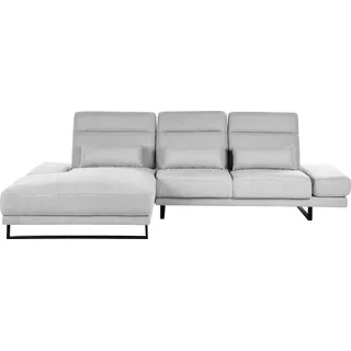BELIANI 4-Sitzer Ecksofa Hellgrau Stoff L-Förmig mit Chaiselongue Rechtsseitig 3 Dekokissen Verstellbare Armlehnen Rückenlehne Sitztiefe Kopfstütze - Grau, Schwarz