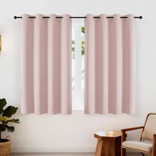 Simplebrand Kurze Vorhänge Rosa Blickdicht mit Ösen 2er Set H122 x B140 cm, Verdunklungsvorhänge Gardinen Fenster Thermal Curtains Modern Scheibengardinen für Schlafzimmer/Kinderzimmer