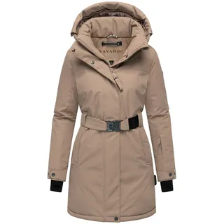 Navahoo Damen Wintermantel Warmer Parka mit abnehmbarer Kapuze und Taillengürtel Frostkuss 14 taupe, Grey Gr. L - L