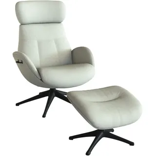 flexlux Relaxsessel Elegant Kunstleder 90 x 107 x 89 cm Weiß drehbar mit Kopfteil