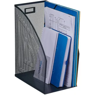 Relaxdays Stehsammler, DIN A4, Mesh Design, HxBxT: 32 x 16 x 24,5 cm, Büro & Home-Office, Stehordner, Metall, anthrazit