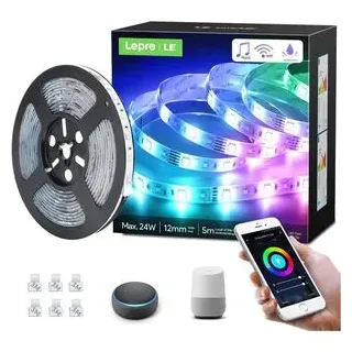 Lepro Smart LED Strip 5M Outdoor, RGBW Dimmbar 300 LEDs, LED Streifen Wifi, Wlan LED Band IP65 wasserdicht, LED Lichtband Außen, Kompatibel mit Alexa,App,Google Home