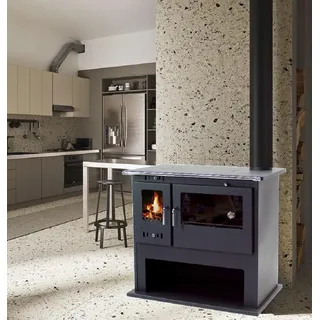 Holzherd 10.5kW Küchenofen mit Herdplatte Backfach Heizofen Holzofen EEK A 56309 - Schwarz