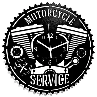Instant Karma Clocks | Wanduhr Motorrad Werkstatt Design | Wanddekoration mit Motorblock & Zahnrädern | Geschenkidee für Biker & Schrauber