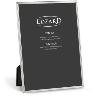 Edzard Bilderrahmen Simone für Foto 21 x 30 cm, edel versilbert, anlaufgeschützt, mit Samtrücken, inkl. 2 Aufhängern, Fotorahmen zum Stellen und Hängen
