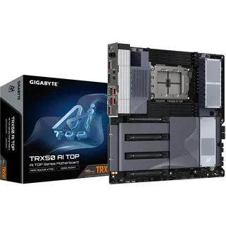 Gigabyte TRX50 AI TOP-2B Mainboard – Unterstützt AMD Ryzen Threadripper PRO 7000 CPUs, digitales 16+8+4 Phasen VRM, bis zu 5200 MHz DDR5, 4 x PCIe 5.0 M.2, Wi-Fi 7, 10 GbE LAN, USB 4