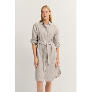 Hemdblusenkleid BUGATTI, Damen, Gr. 36, Normalgrößen, braun (70, cognac), 100% Baumwolle, gestreift, normal, Kleider Hemdblusenkleid, mit Bindegürtel