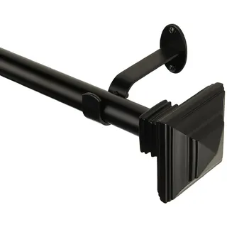 Elrene Florence 1" Window Drapery Single Curtain Rod with Stacked Square Finial, 48"-86", Bronze