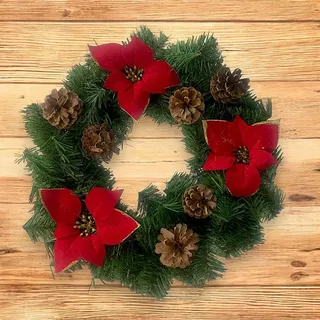 Dmora - Weihnachtsdekoration Cavagnol, Weihnachtsdekor, Weihnachtsornament, Festliche Dekoration, Made in Italy, 35x35 h3 cm, Grün und Rot