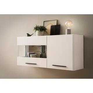 Home Affaire Hängevitrine »Salerno Hängeschrank, Glasvitrine, Weiß mit Eiche Evoke Dekor, modern.« Metallgriffe, ausreichend Stauraum, vielseitig einsetzbar, 120cm breit,