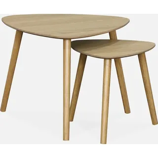 sweeek - 2er Set skandinavische Satztische aus MDF - Natur - Braun