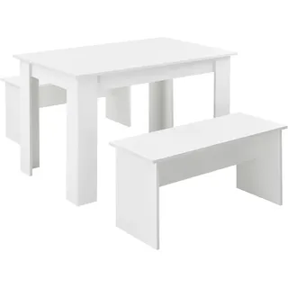 [en.casa] - Weiß , Holzwerkstoff , Rechteckig , 110x73x70 cm , Esszimmer, Bänke, Tischgruppen & Eckbankgruppen