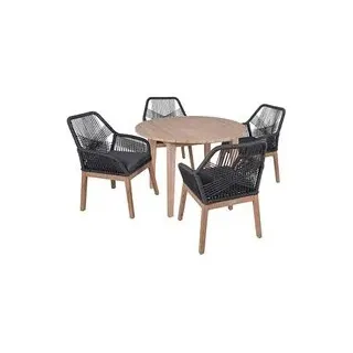 Garden Pleasure Sitzgruppe ARVADA/POMONA anthrazit, natur Holz, 5-teilig