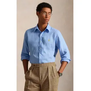 Lauren Ralph Lauren für Herren. 710966294509 Maßgeschneidertes Leinenhemd blau (XL), Lässig, Langarm