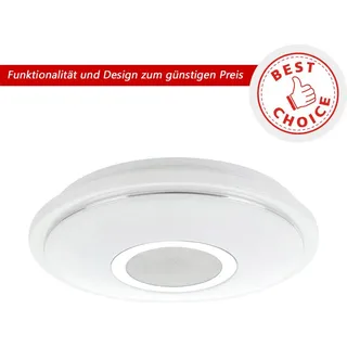 EGLO LED Deckenleuchte Lanciano-S weiß chrom Ø 35 cm mit Lautsprecher