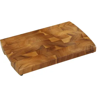 Zassenhaus Hackblock aus nachhaltigem Akazienholz-Stirnholz in der Farbe Dunkelbraun, Maße: 40cm x 25cm, 055412, Dunkel